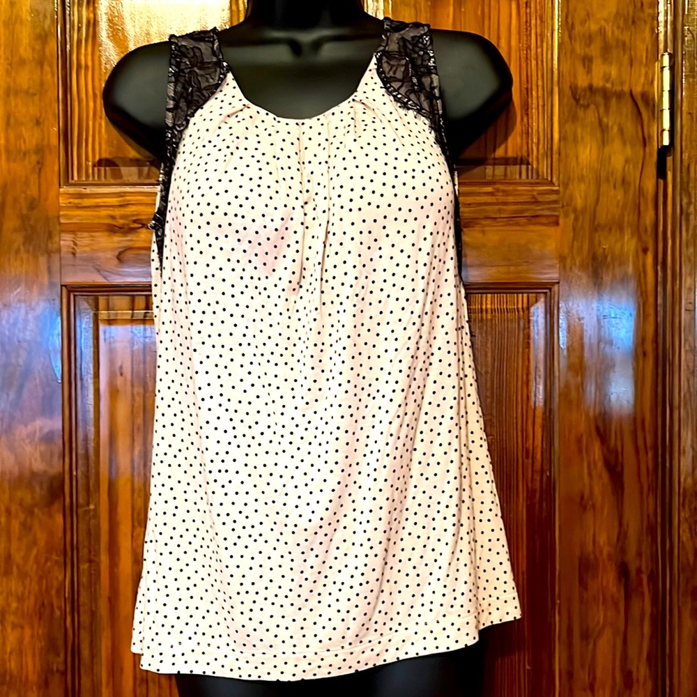 NWOT Polka Dot & Lace Baby Doll Tank